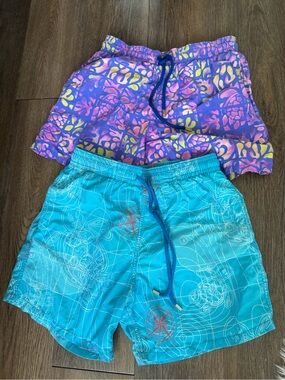 Vilebrequin Purple Multi & Turquoise Men's Swim Board Shorts